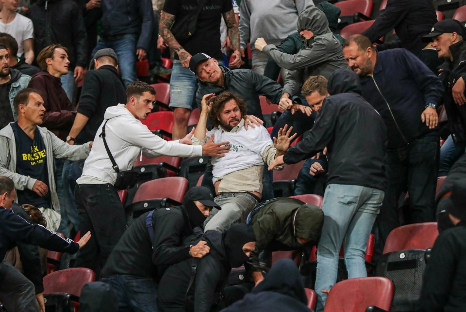 The Twente and Hammarby fans clashed at full-time