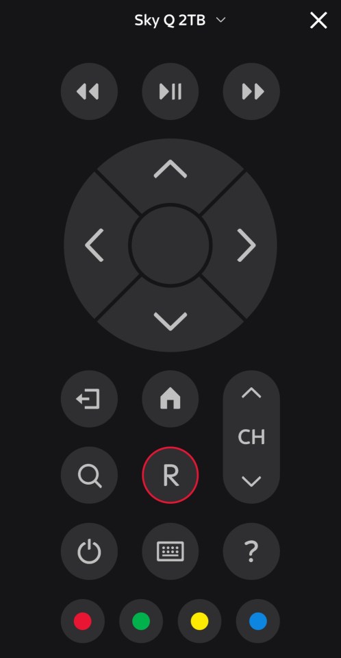 Virtual remote is hidden in the Sky Go app