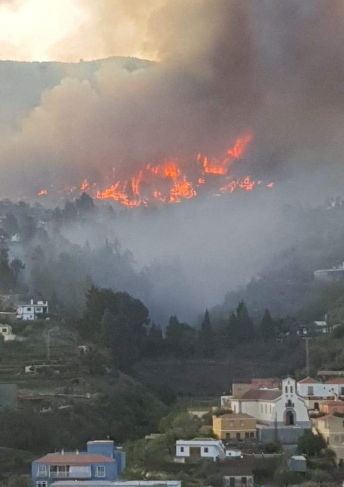 Shocking pictures show the wildfire ripping through the forest on the island of La Palma