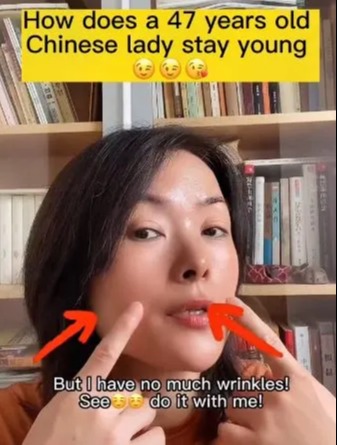 The woman claims she doesn't have wrinkles