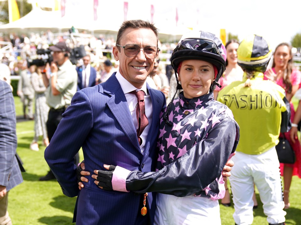 Frankie Dettori and daughter Ella before her ride in the Magnolia Cup