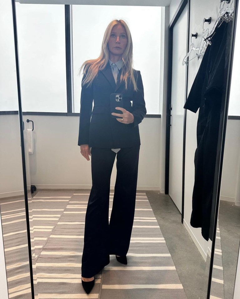 Gwyneth Paltrow's outfit here is a masterclass in sleek, structured chic