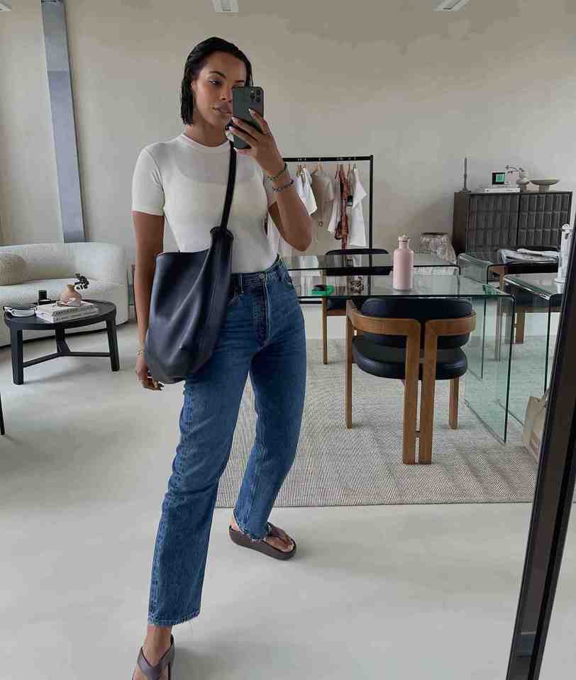 Rochelle shows how simple it is to look classy in straight-leg jeans