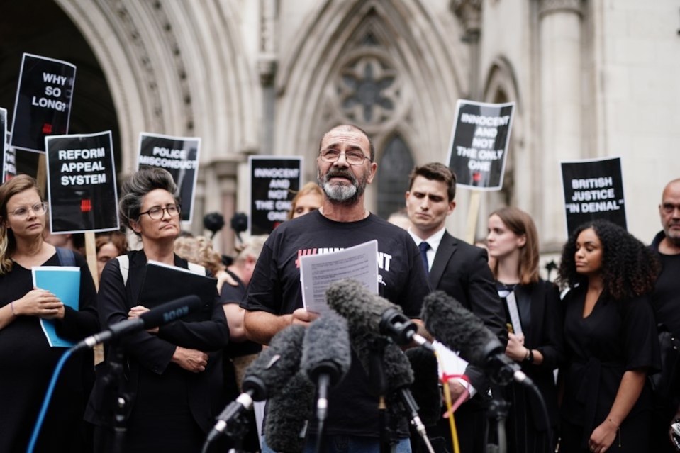 Mr Malkinson was flanked by supporters outside London's Court of Appeal