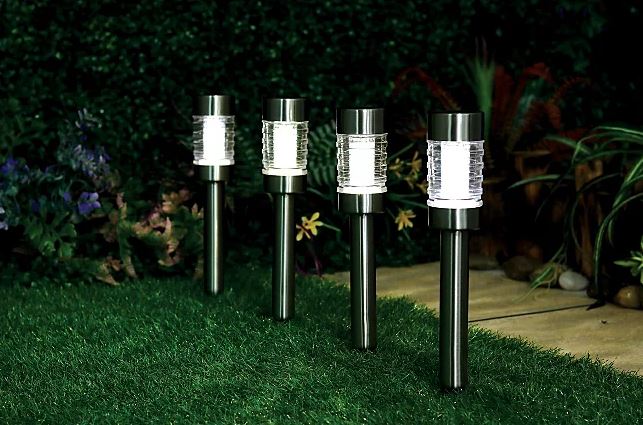 A pack of four stainless steel solar lights has been reduced from £16 to just £10.50