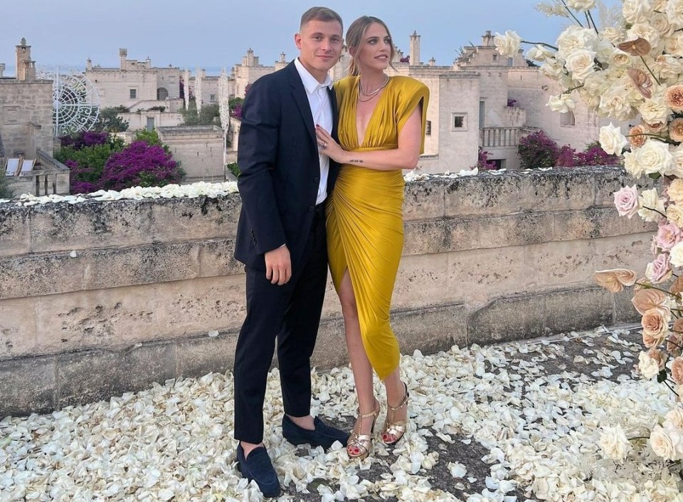 Inter midfielder Nicolo Barella alongside wife Federica Schievenin