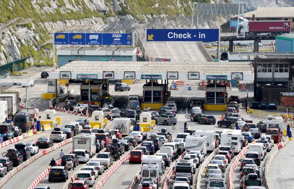 Hundreds of cars queued at the Port of Dover ahead of the busy summer travel period