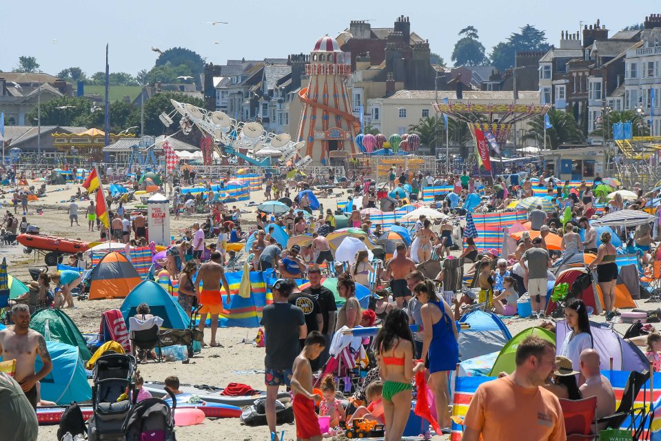 Hot afternoon sunshine at the seaside resort of Weymouth in Dorset last week