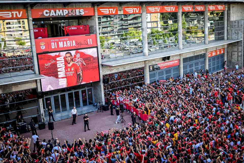 Thousands of fans gathered to welcome him back outside of the club's stadium