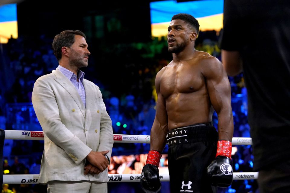 Anthony Joshua with boxing promoter Eddie Hearn