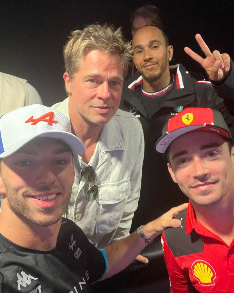 Brad Pitt hung out with Lewis Hamilton, Charles Leclerc, Pierre Gasly