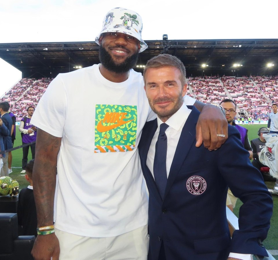 Becks with LeBron James at Messi's Inter Miami debut