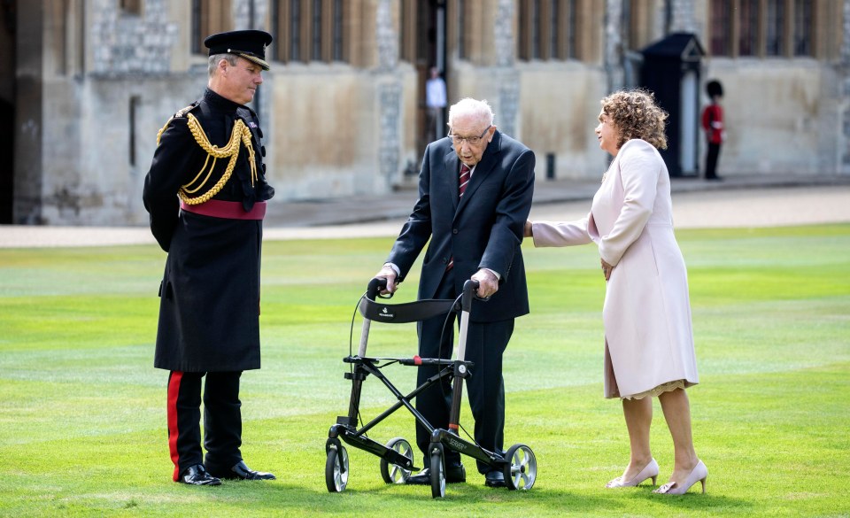 Captain Tom was knighted by The Queen at Windsor Castle in 2020