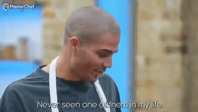 The Wanted's Max George looks baffled by an ingredient at one point