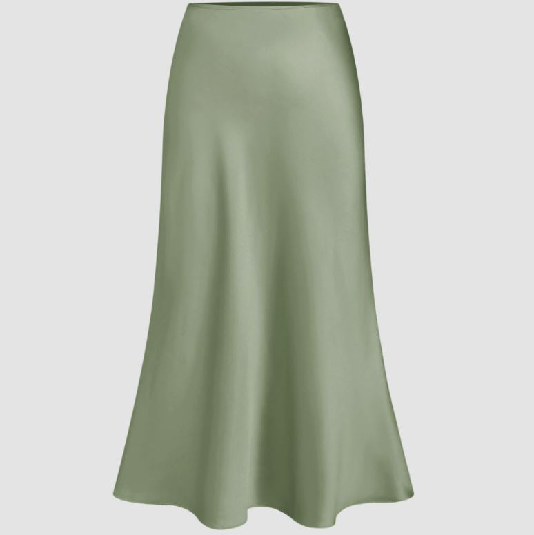 This satin skirt from Cider has similar luxe vibes to Rosie’s outfit