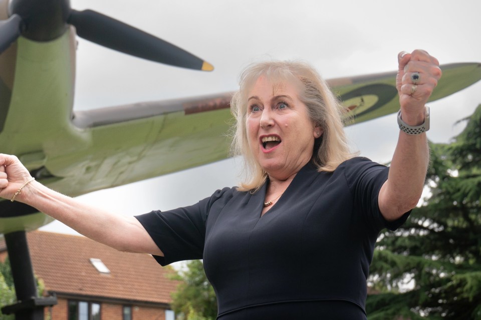 Councillor Susan Hall celebrates at the Battle of Britain Bunker in Uxbridge, west London, after being named as the Conservative Party candidate for the Mayor of London election in 2024. Picture date: Wednesday July 19, 2023. PA Photo. Photo credit should read: Stefan Rousseau/PA Wire