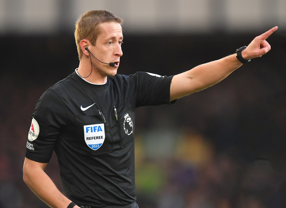 LIVERPOOL, ENGLAND - JANUARY 14:  Referee John Brooks during the Premier League match between Everton FC and Southampton FC at Goodison Park on January 14, 2023 in Liverpool, United Kingdom. (Photo by Dave Howarth - CameraSport via Getty Images)