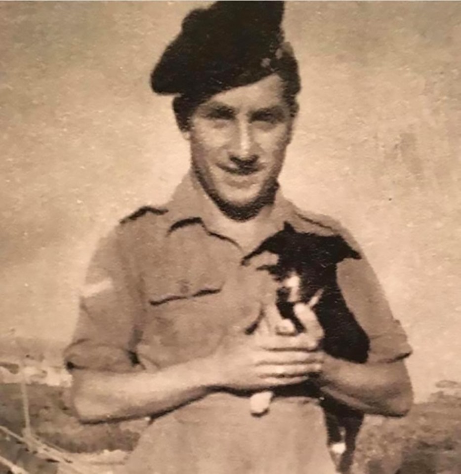 His maternal grandfather Joseph was Jewish and the footie legend is a proud member of the community, pictured Joseph with pup in World War Two