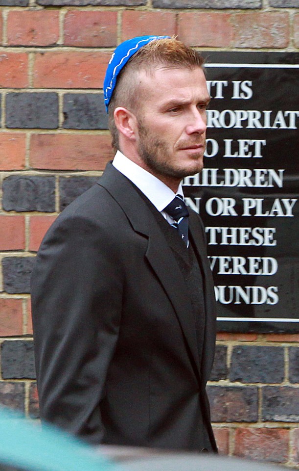 David in Jewish skullcap at his grandad Joseph’s funeral in 2009