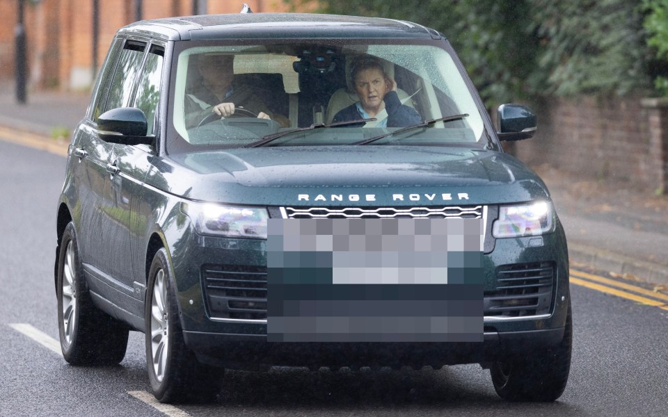 The Duke and Duchess of York driving in Windsor this afternoon