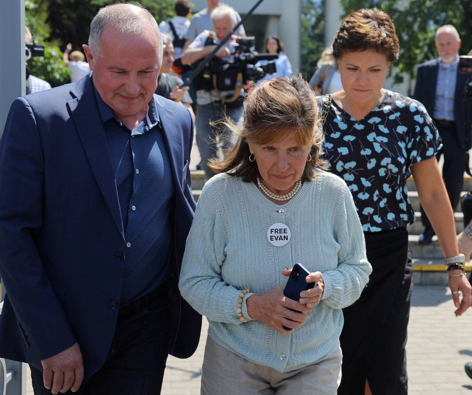 Gershkovich's parents - Ella Milman and Mikhail Gershkovich - leaving court last month