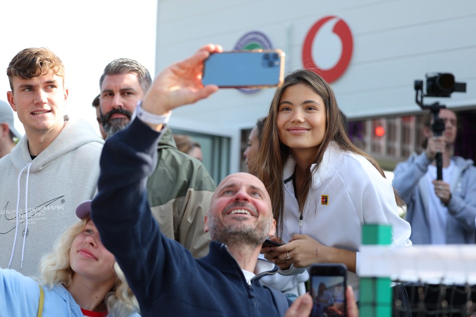 The 20-year-old also took selfies with fans in the queue alongside Jack Draper