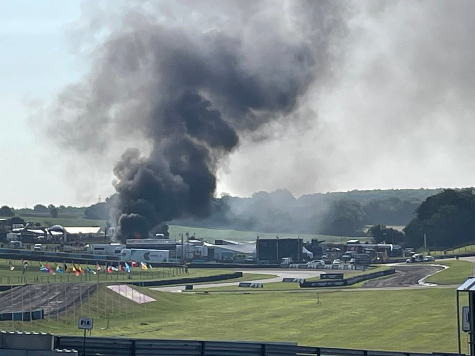 Smoke could be seen billowing from a lorry