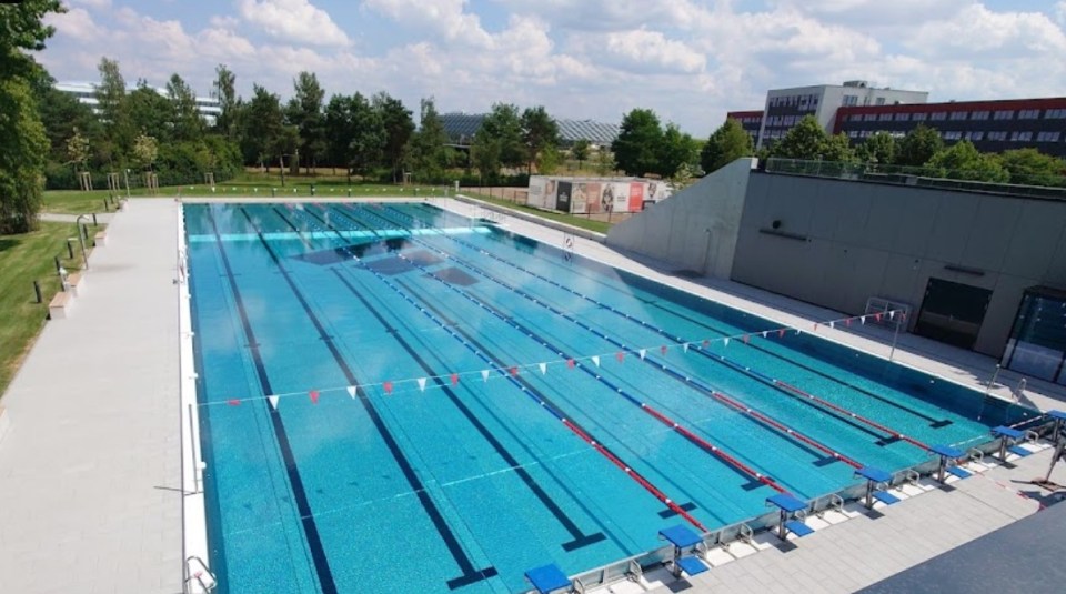 The Adidas campus has a swimming pool