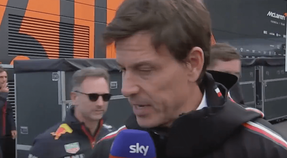 Toto Wolff was giving an interview when Christian Horner passed behind him