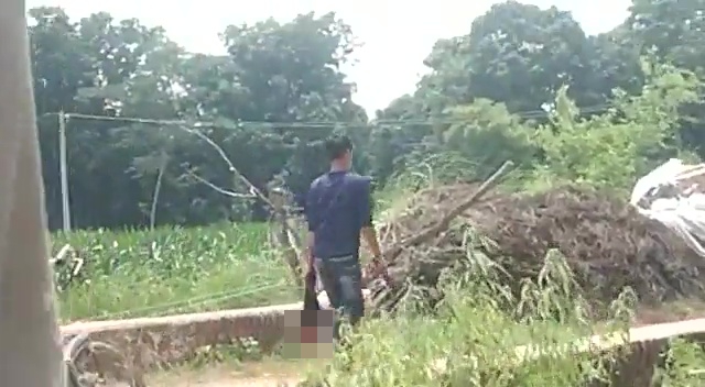 The chilling moment a man carried his sister's severed head in a bag