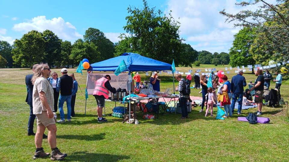 NEU members in Derby enjoy a picnic in the sunshine