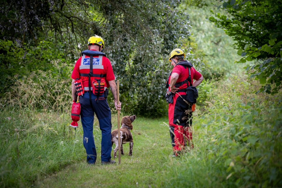 Emergency services scour the area around Monkton Park, Chippenham, in the search for 51-year-old Fiona Edson