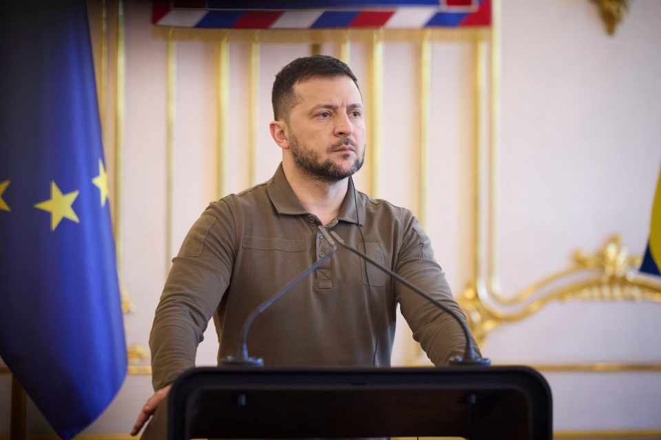 Alamy Live News. 2RB8J2K Bratislava, Slovakia. 07th July, 2023. Ukrainian President Volodymyr Zelenskyy listens to a question during a joint press conference hosted by Slovak President Zuzana Caputova at the Grassalkovich palace, July 7, 2023 in Bratislava, Slovakia. Credit: Ukraine Presidency/Ukraine Presidency/Alamy Live News This is an Alamy Live News image and may not be part of your current Alamy deal . If you are unsure, please contact our sales team to check.