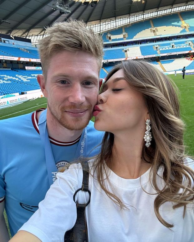 Michele went on the pitch after City won the Premier League