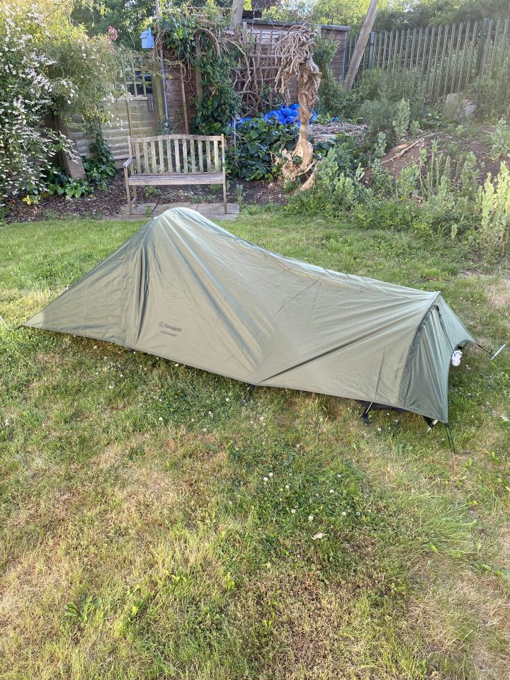 a tent with the word berghaus on it