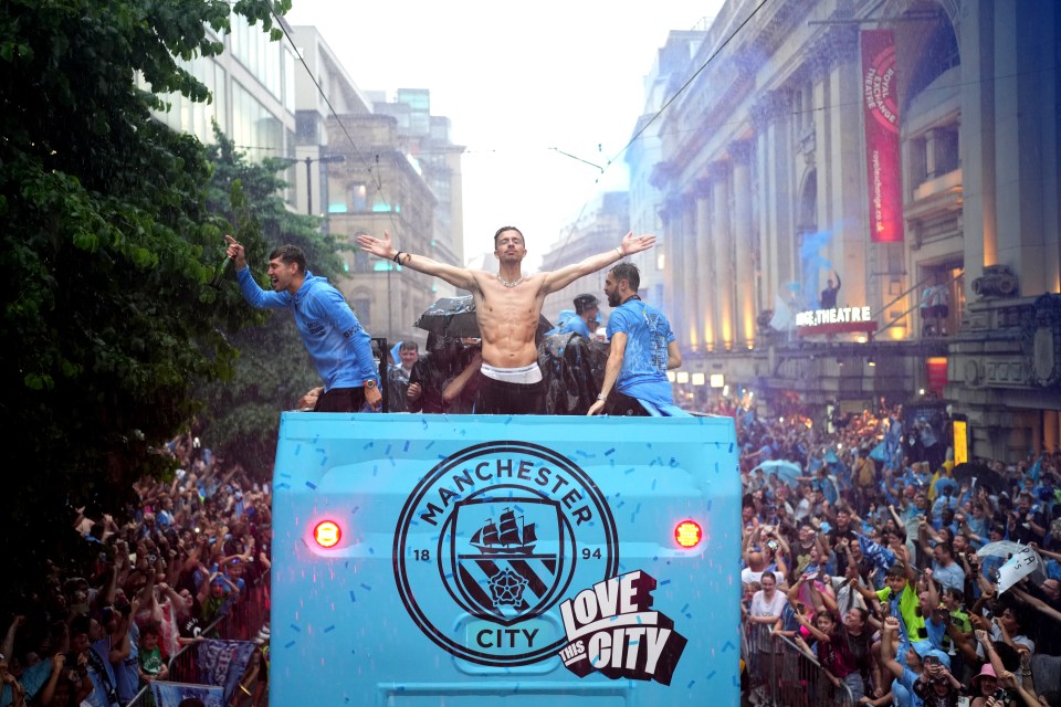 Jack on the open-top bus during the Manchester City trophy parade