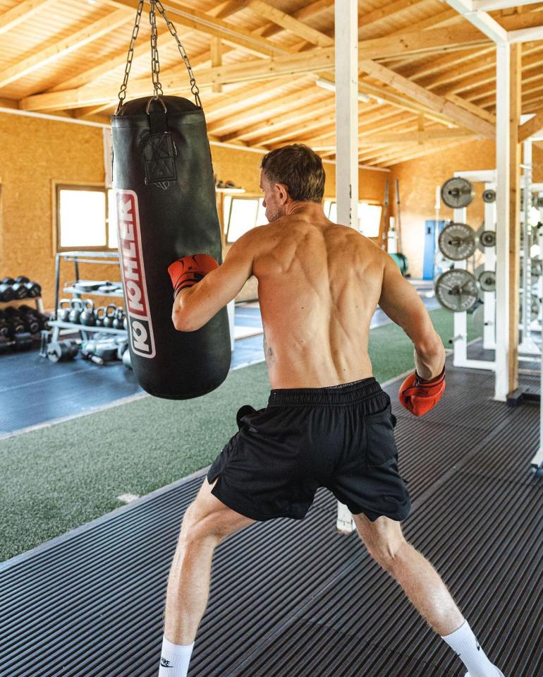 He was seen hitting the heavy bag as part of his training