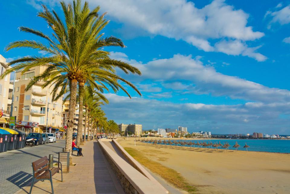 A man was hit with a £85 fine for being naked on Palma Beach in Majorca