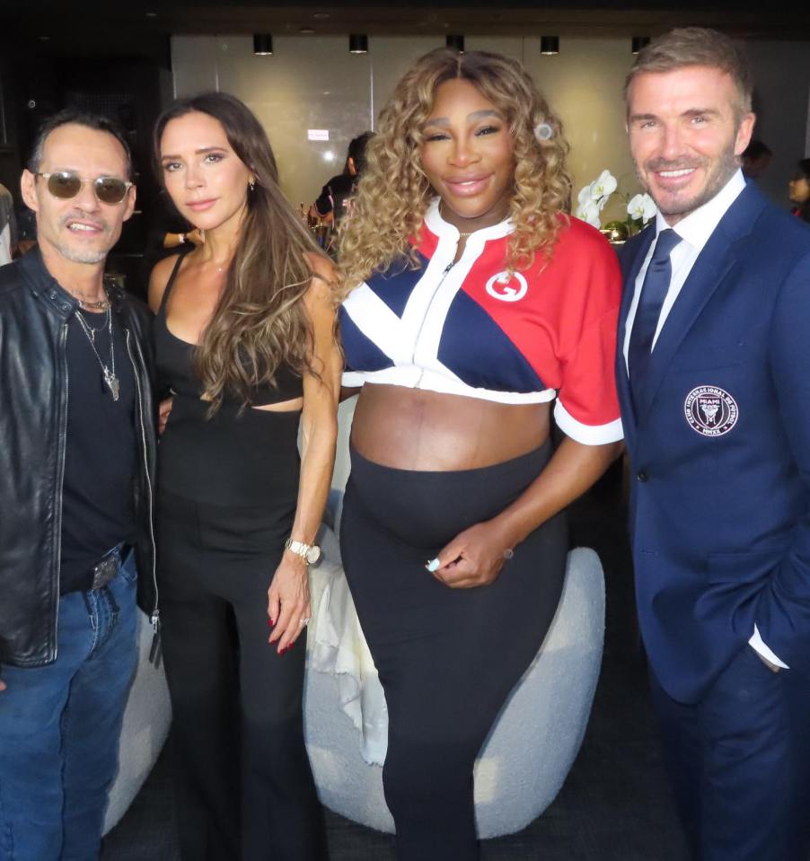 Posh and Becks with Marc Anthony and Serena Williams