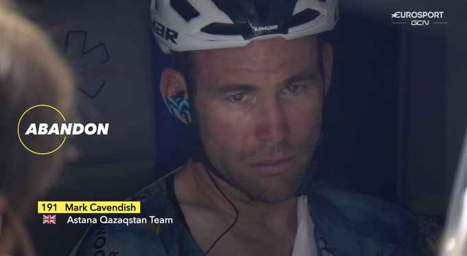 Cavendish looked emotional as he was helped into an ambulance for medical attention