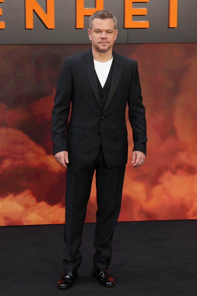 Matt Damon walked the black carpet in his monochrome ensemble, complete with shiny shoes