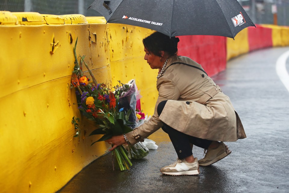 The mother of Hoff was also laying seen laying flowers in memory of her son