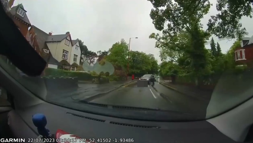 The motorist made the driver reverse all the way back down the road