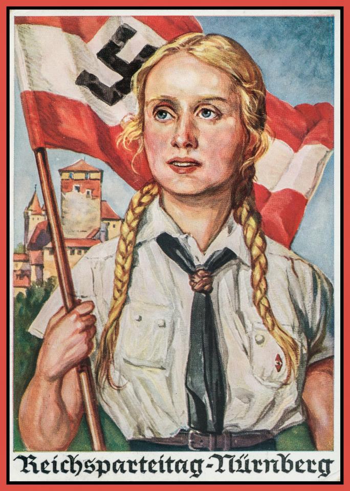 The BMD encouraged 'strong Germanic' girls to join with propaganda posters like this