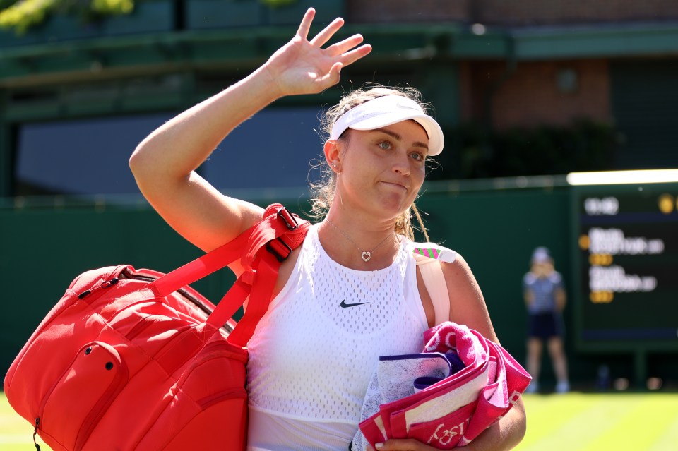 The 25-year-old waves goodbye to Wimbledon