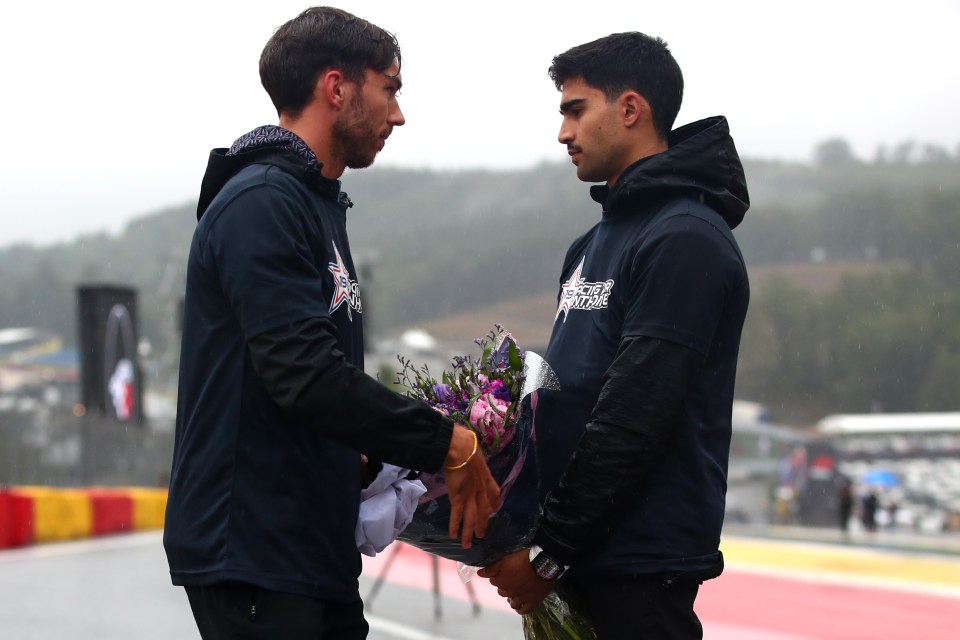 Juan Manuel Correa, who suffered two broken legs in the crash which claimed Hubert's life, laid flowers too