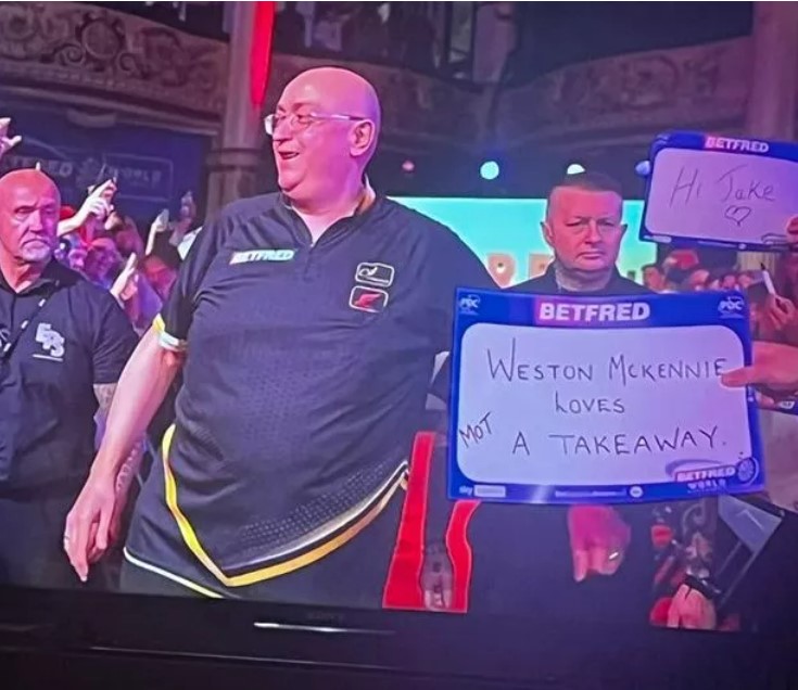 This sign hit out at Weston McKennie at the darts