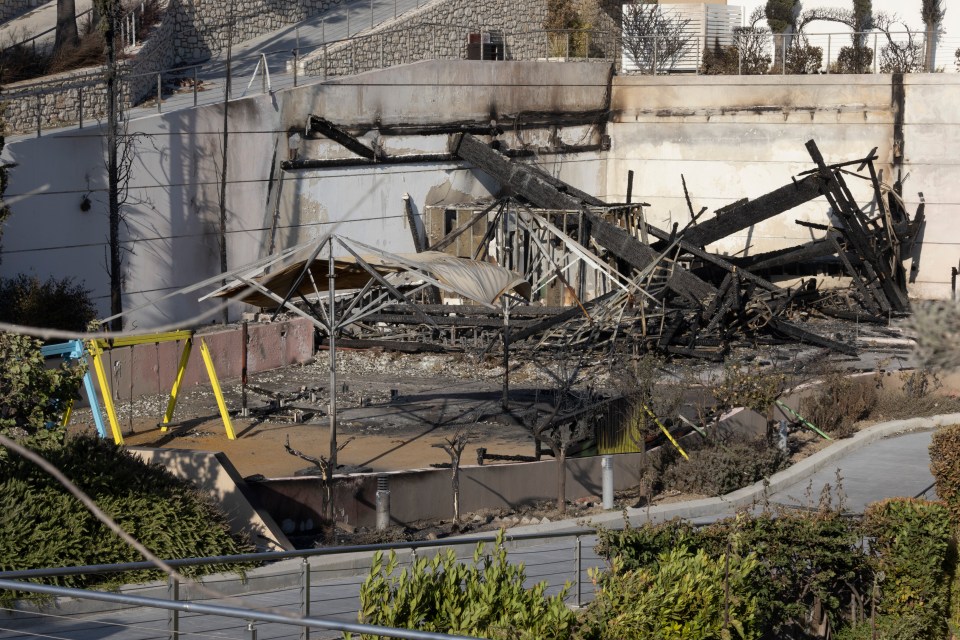 The charred remains of a play area at the Princess Andriana resort