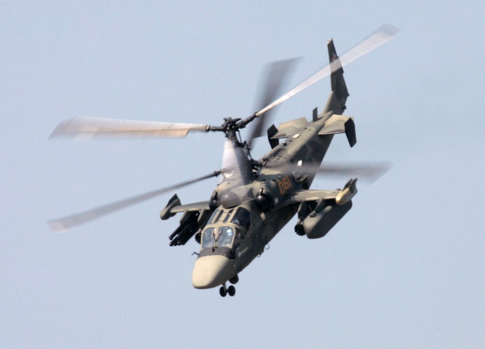 A picture of a Russian KA-52 helicopter, the same type of aircraft that was downed