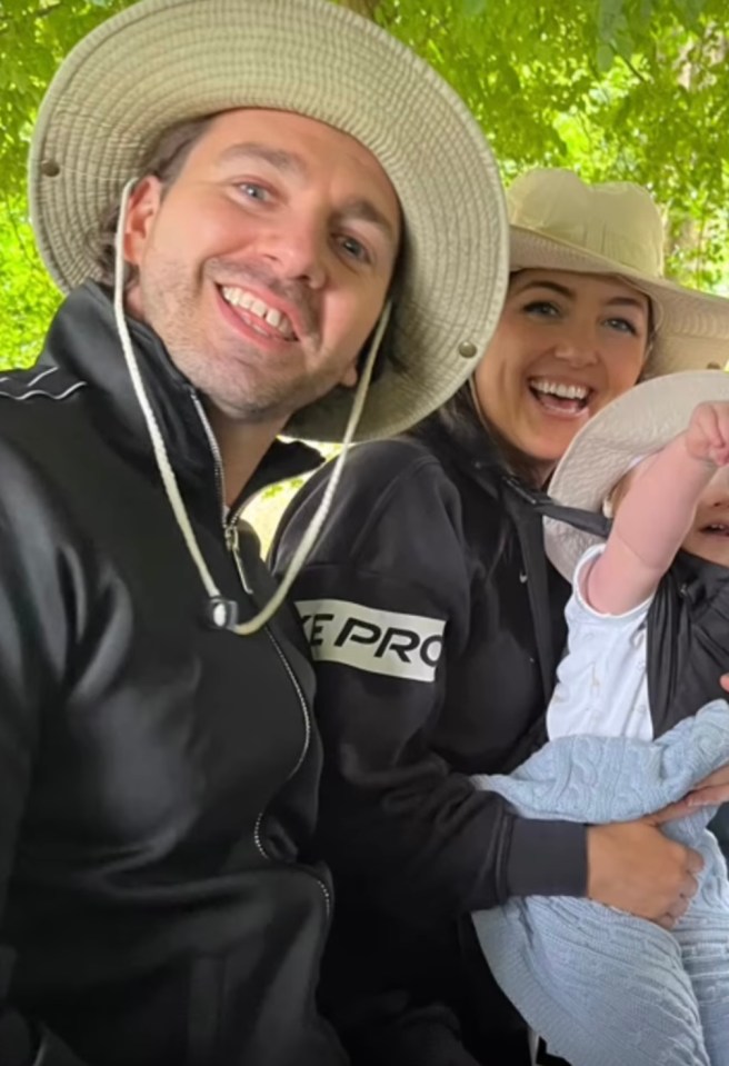 Storm Huntley with her husband and son